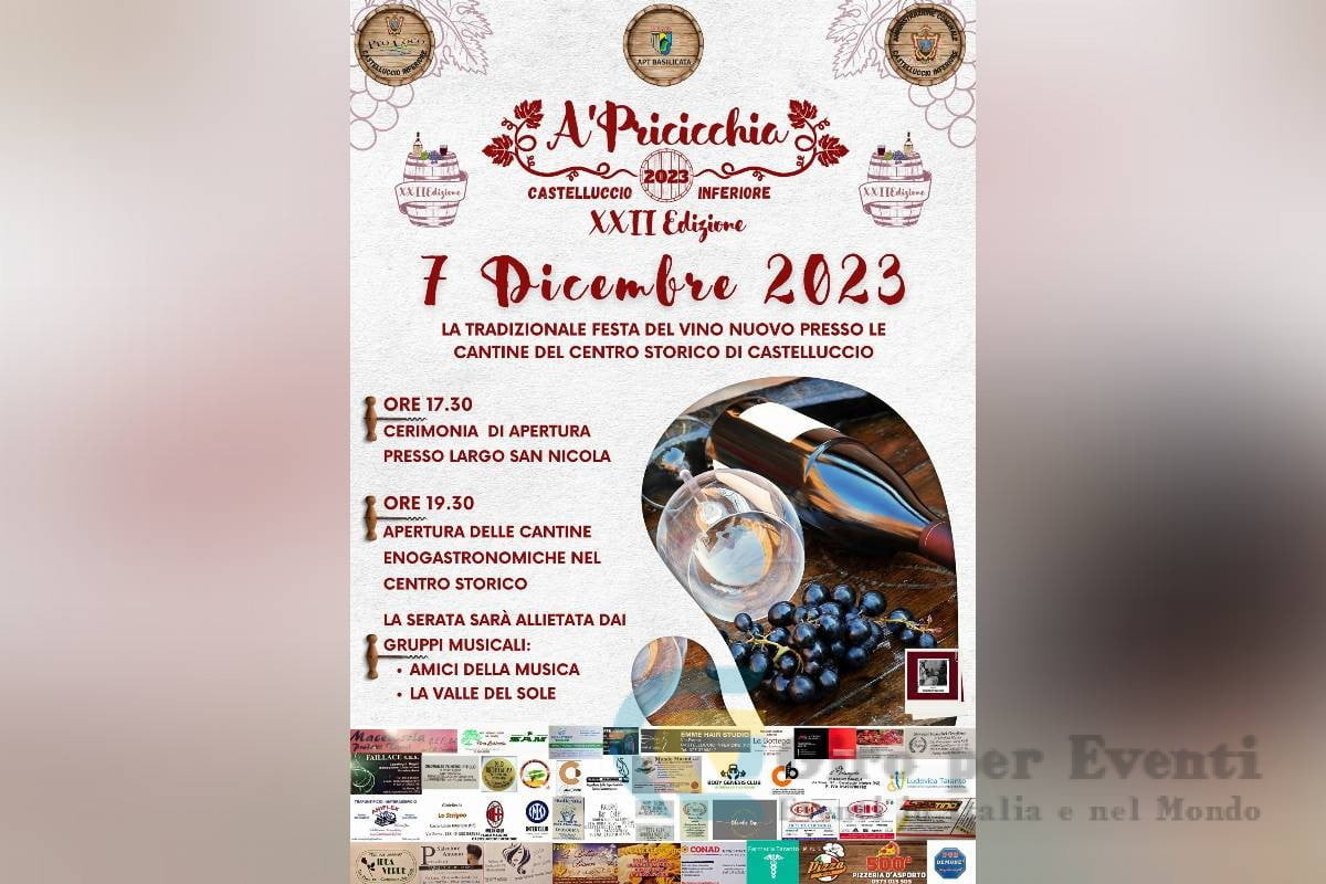 A’Pricicchia a Castelluccio Inferiore - La Pro Loco di Castelluccio Inferiore presenta la XXII Edizione della “A’Pricicchia”, la festa del vino novello