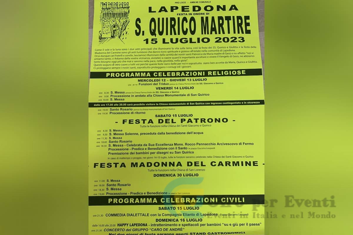 Festa in Onore di San Quirico Martire e Madonna del Carmine