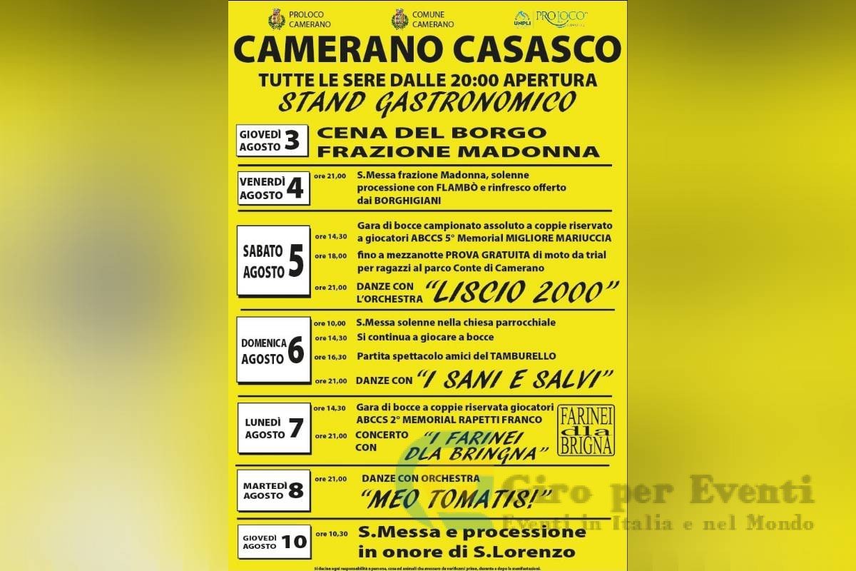 Festa Patronale di San Lorenzo a Camerano Casasco