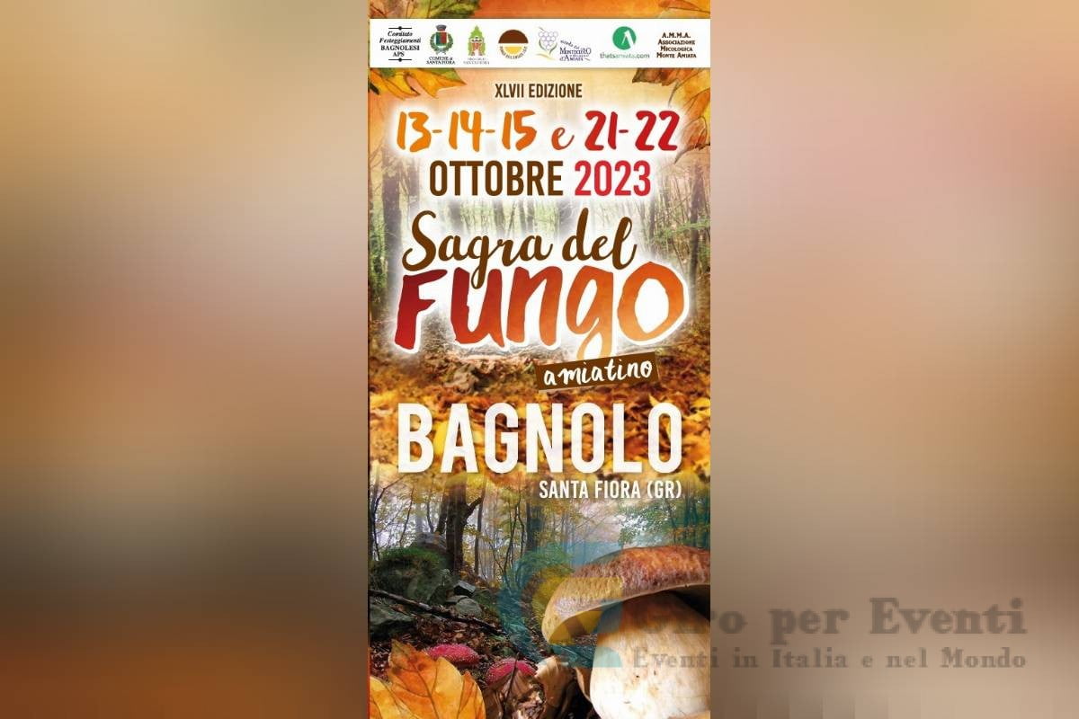 Sagra del Fungo Amiatino a Santa Fiora prodotti tipici autunnali, spettacoli, incontri micologici. Dal 13 al 15 ottobre 2023 e dal 21 al 22 ottobre 2023