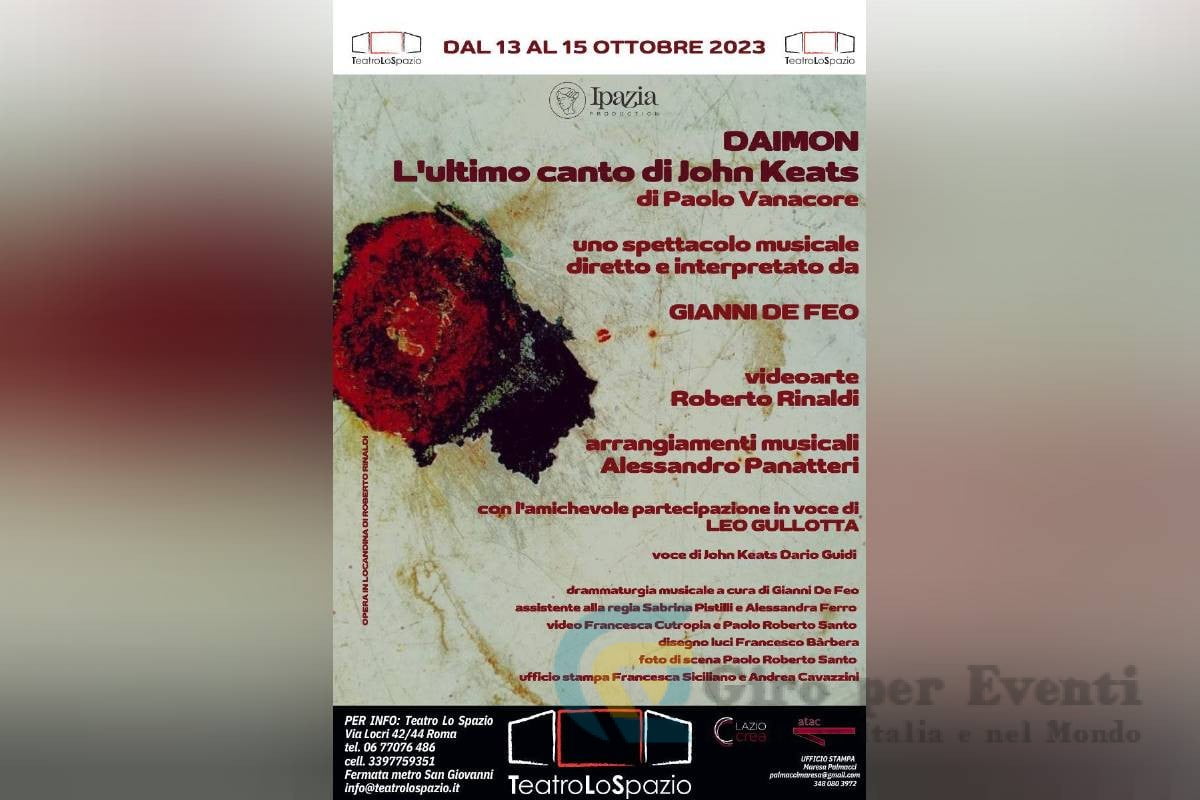 Daimon - L'ultimo Canto di John Keats al Teatro lo Spazio