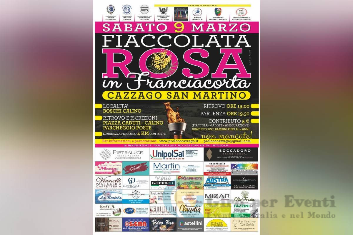 Fiaccolata Rosa in Franciacorta a Cazzago San Martino