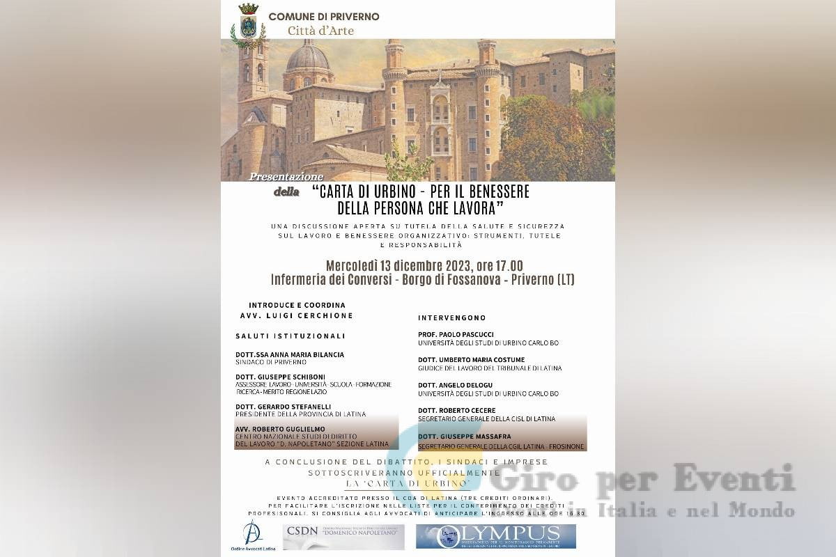 Presentazione Carta di Urbino a Priverno