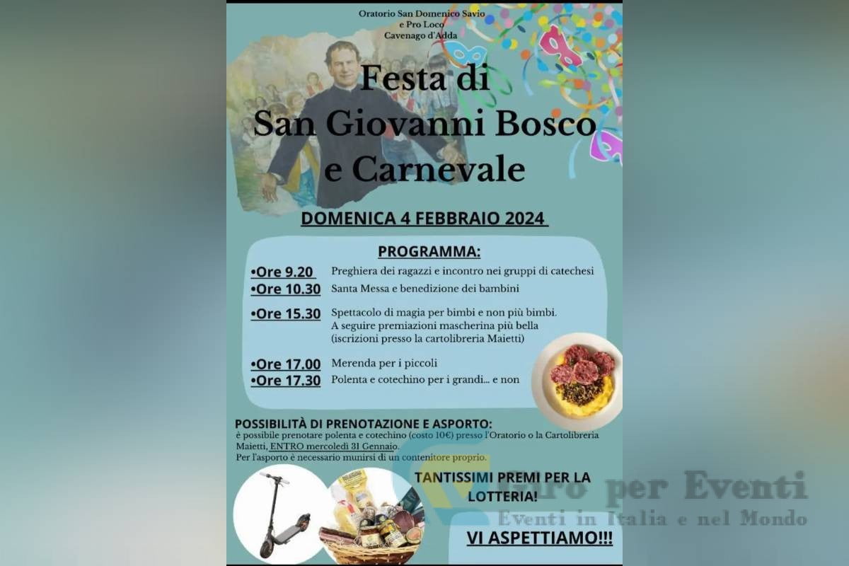 Festa di S. Giovanni Bosco e Carnevale a Cavenago d'Adda