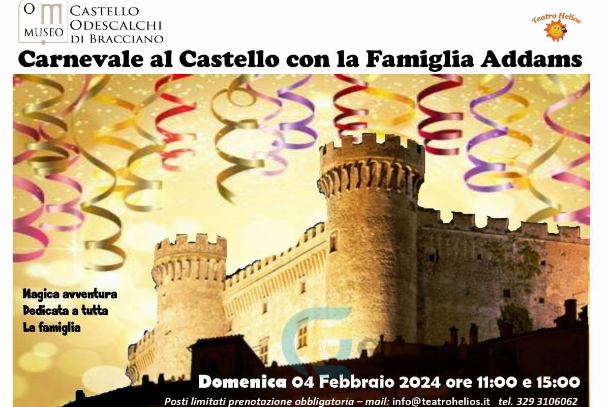 Locandina Carnevale al Castello di Bracciano con la Famiglia Addams