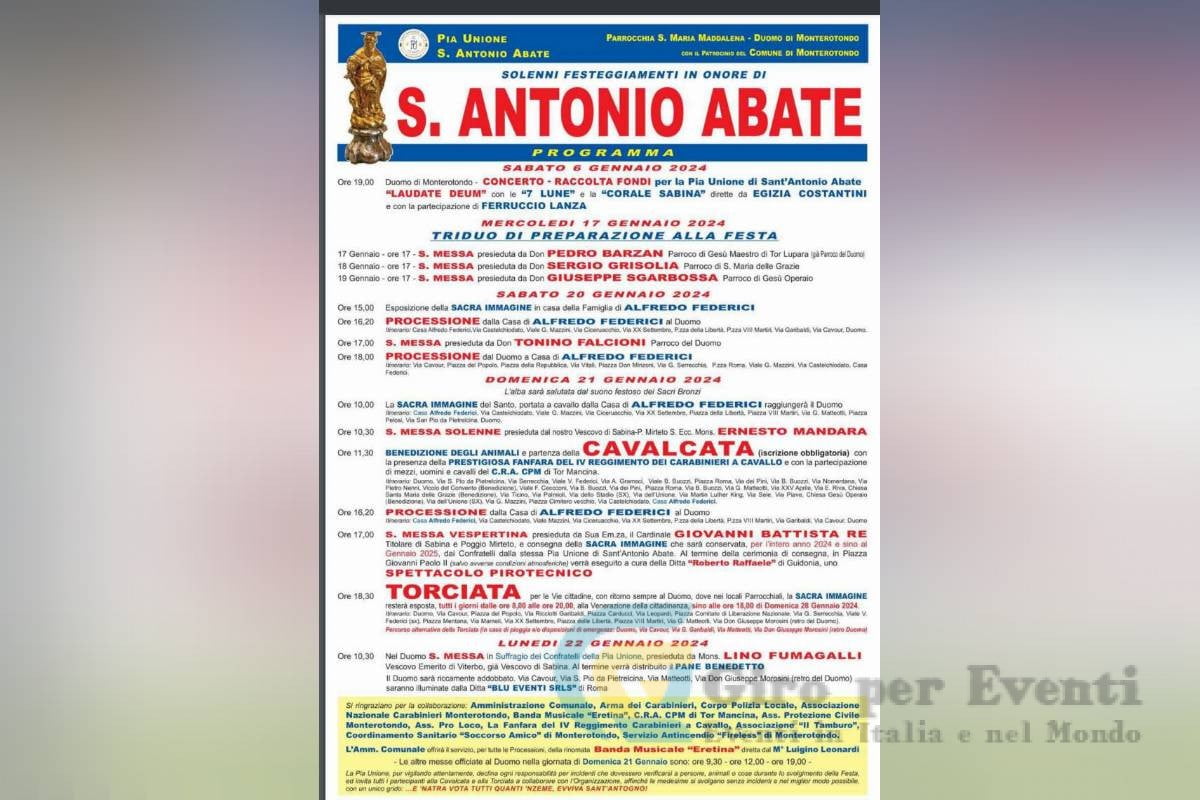 Solenni Festeggiamenti in Onore di Sant'Antonio Abate a Monterotondo