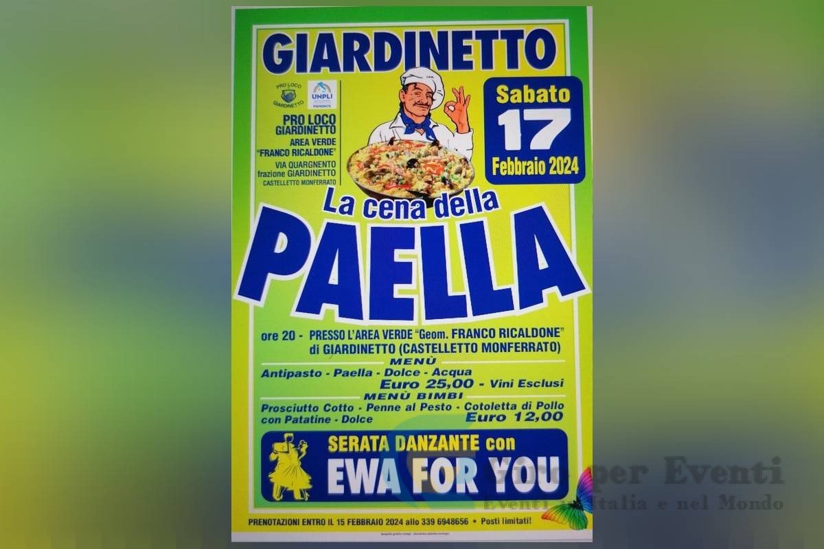 La Cena della Paella a Giardinetto di Castelletto Monferrato